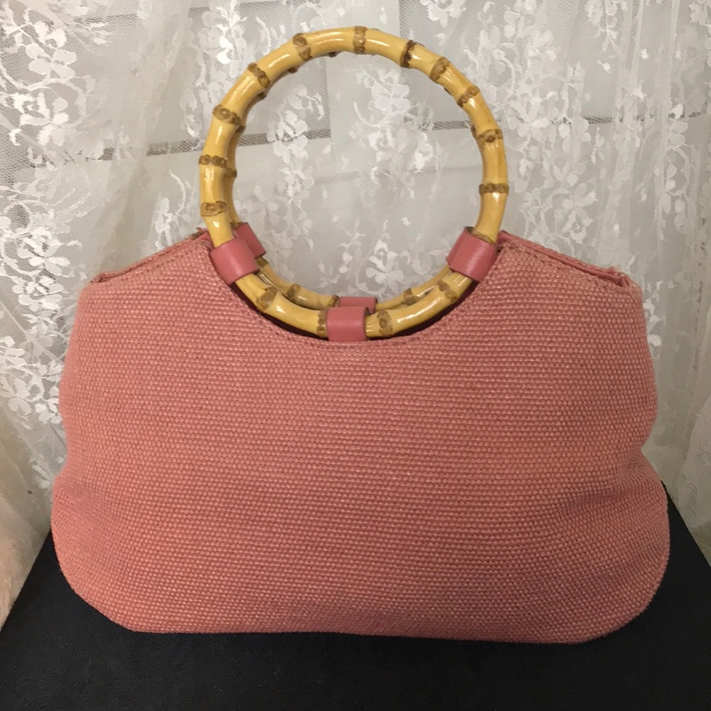 Amanda Smith Woven Bag with Bamboo Handles